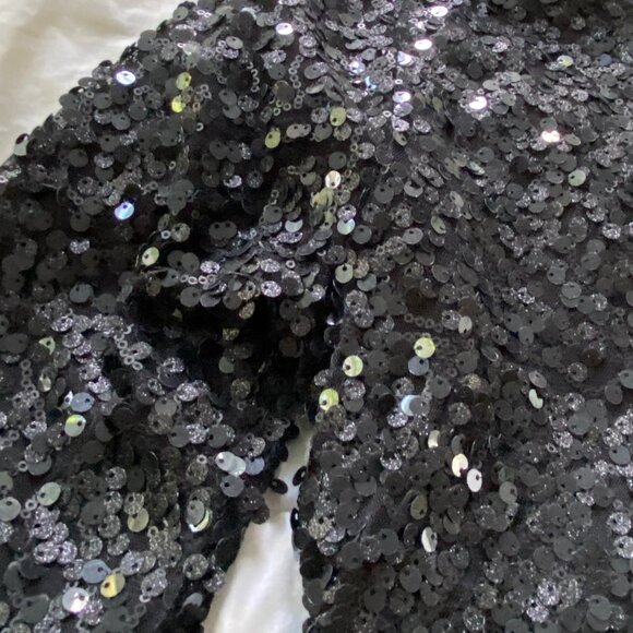 Abercrombie & Fitch Keyhole 3/4 Sleeve Black Sequin Mini Dress - Picture 3 of 4